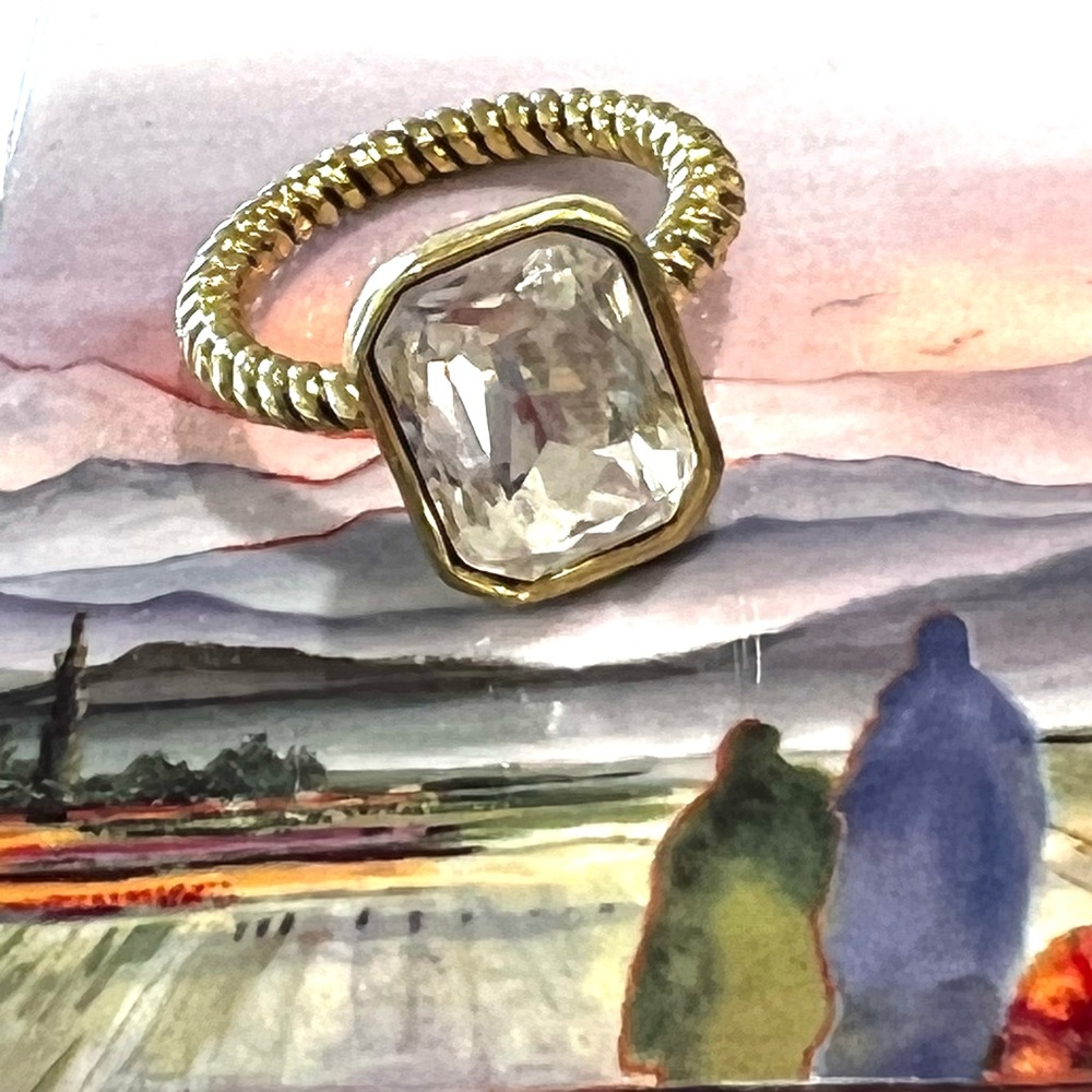 Heidi Daus SALE 🆕 rectangle faceted Clear crystal size 7 ring - Picture 3 of 11